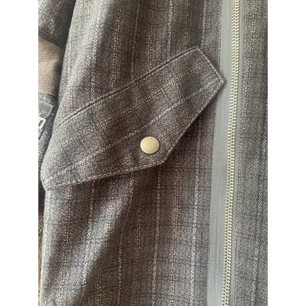 Marc Jacobs Vintage Denim Plaid Zipper Biker Jacket Sz L Mens Blue/ Gray/ Orange - Picture 6 of 16